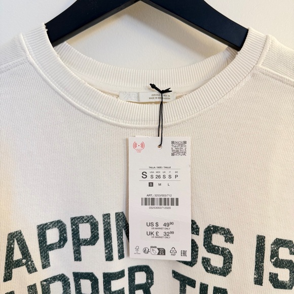 Zara Snoopy Cream Crewneck Sweatshirt - Picture 4 of 5